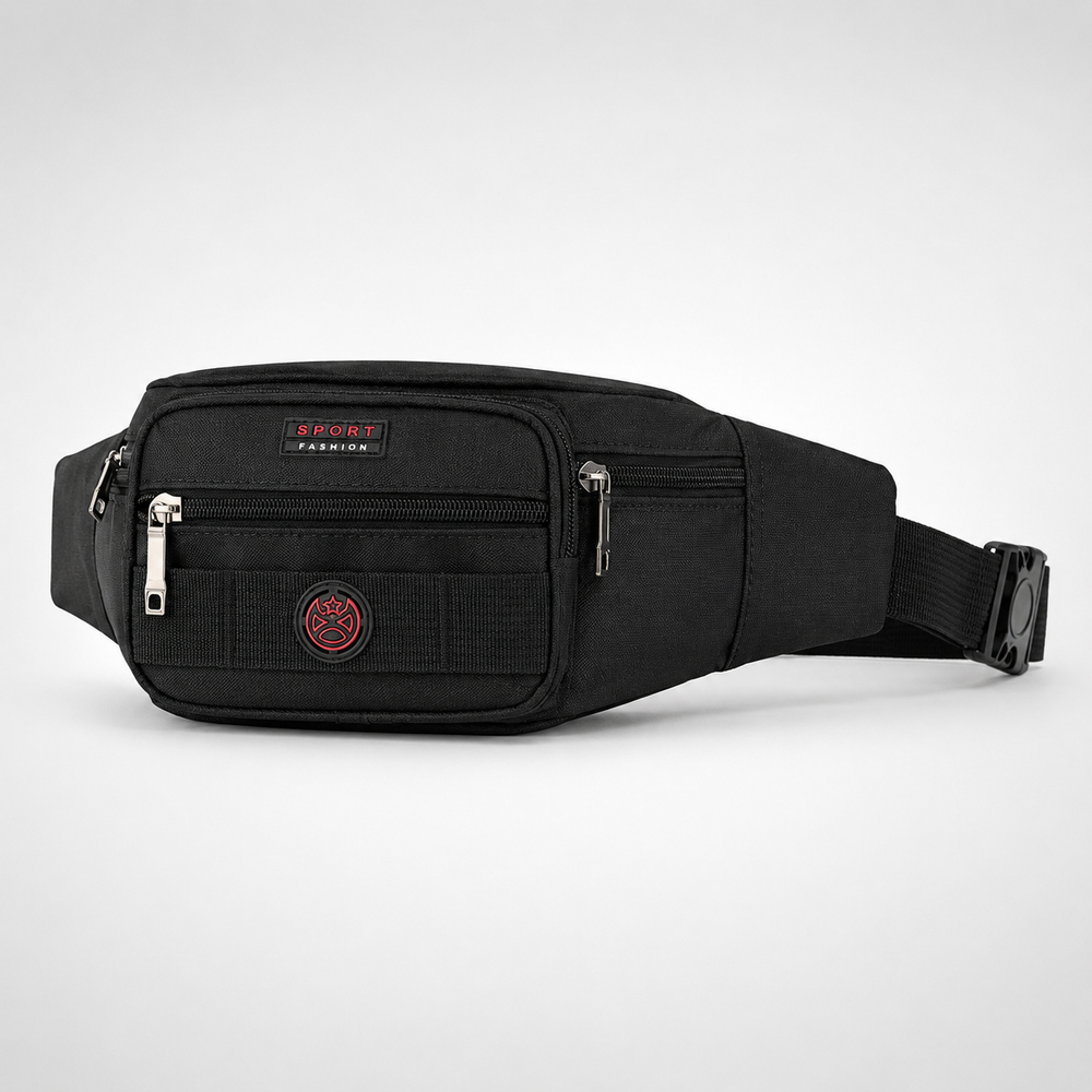 Praktische Unisex Bauchtasche aus wasserdichtem Nylon, perfekt für Sport, Reisen & Outdoor.