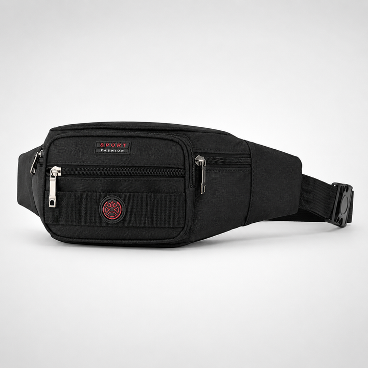Praktische Unisex Bauchtasche aus wasserdichtem Nylon, perfekt für Sport, Reisen & Outdoor.