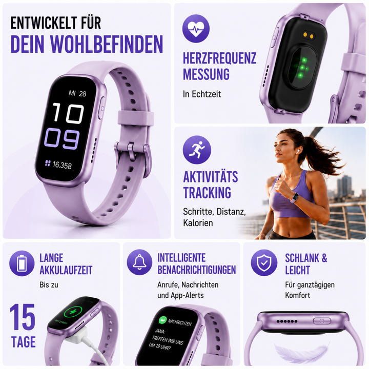 Premium Fitness-Uhr mit präzisem Herzfrequenzmesser und robustem, wasserdichtem Design.