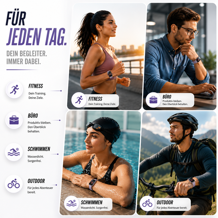 Aktivitätstracker unisex: Schritte, Kalorien, Schlaf. Wasserdicht und lange Akkulaufzeit.