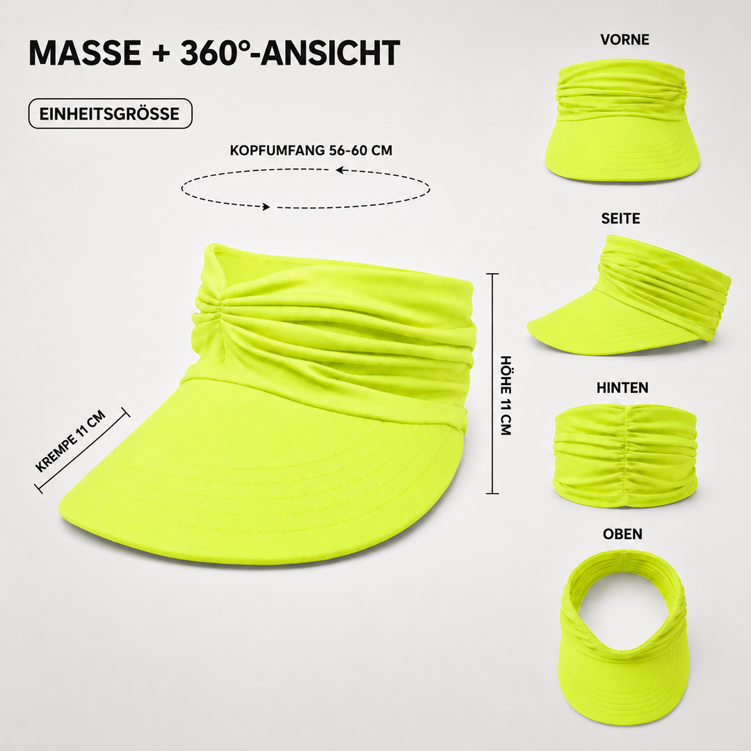 Damen Strandhut Visor mit offener Krone schützt Gesicht vor Sonne.