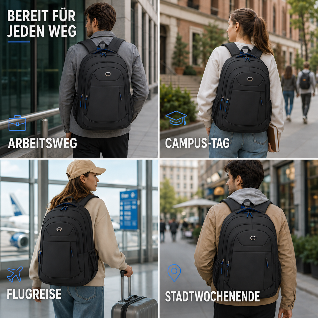 Detailaufnahme des wasserabweisenden Materials des eleganten Business Rucksacks.