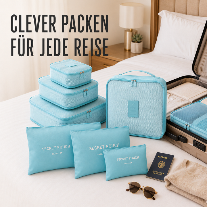 Praktischer Kofferorganizer: 6-teiliges Packset für ordentlichen Stauraum auf Reisen.