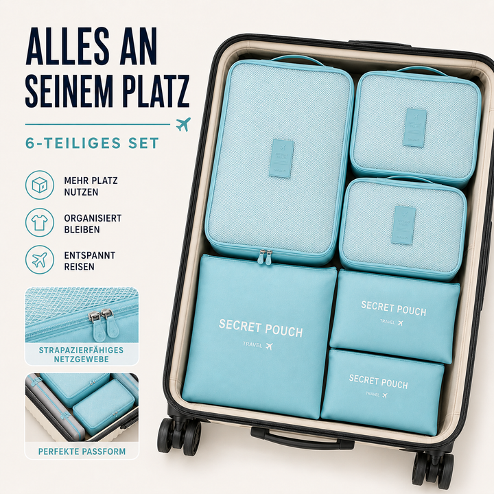 Packwürfel-Set aus Oxford-Gewebe, ideal für Reiseorganisation und platzsparendes Packen.