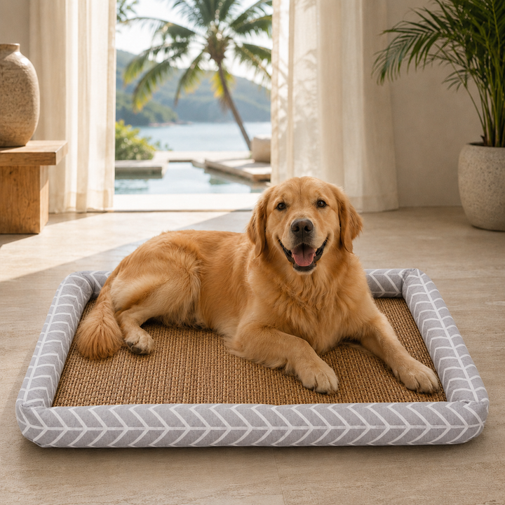 Hochwertiges, kühlendes Haustierbett für langanhaltende Entspannung von Hunden & Katzen im Sommer.