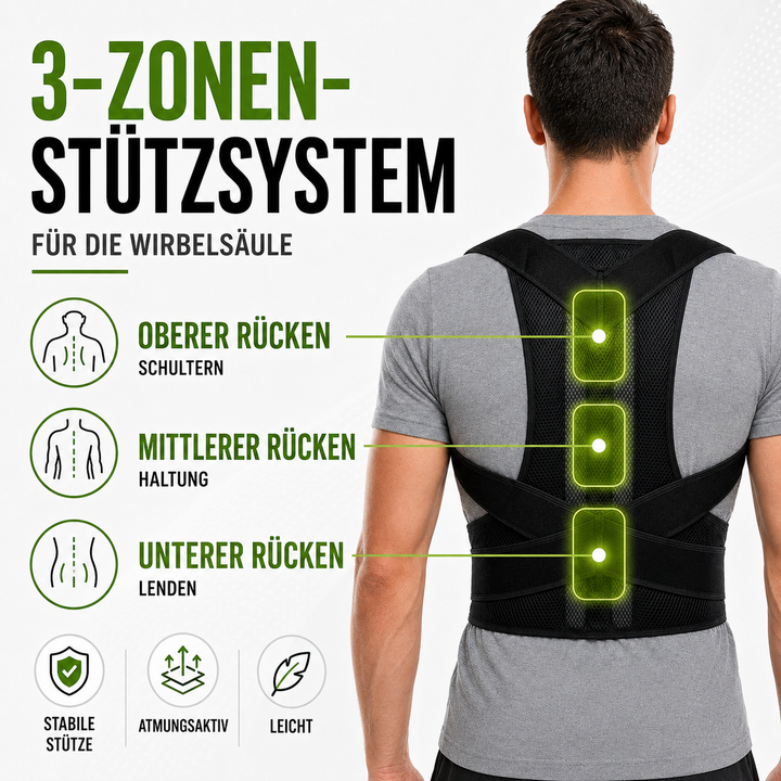 Moderne Haltungskorrektur für eine aufrechte Körperhaltung. Lindert Rückenschmerzen & fördert Rückengesundheit.