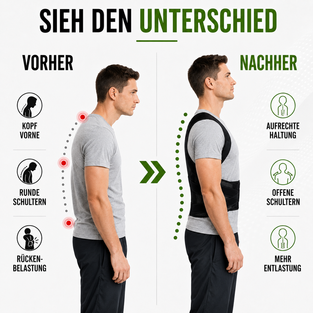 Effektive Haltungsverbesserung & Nackenentlastung durch diese ergonomische Rückenstütze im Alltag.