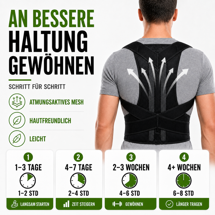 Ergonomischer Haltungstrainer zur Schmerzlinderung & Haltungskorrektur. Für gesunde Körperhaltung.