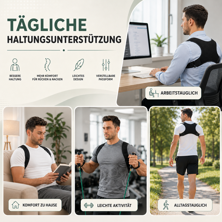 Unisex Haltungskorrektur-Bandage für eine sofort spürbar aufrechtere Haltung und mehr Wohlbefinden.