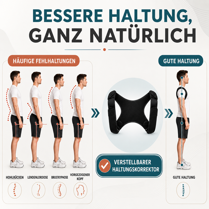 Tragekomfort Haltungskorrektur-Bandage für tägliche Unterstützung einer gesunden, aufrechten Körperhaltung.