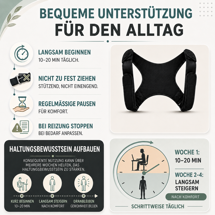 Premium Haltungskorrektur-Bandage, unisex, verstellbar, für Rücken- & Schulterstütze, aufrechte Körperhaltung.