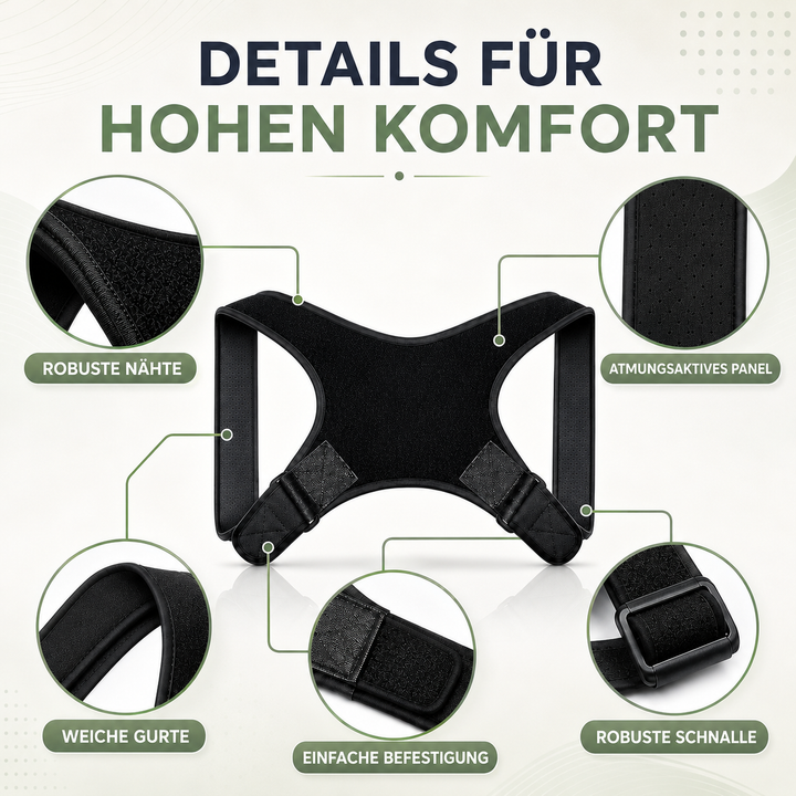 Haltungskorrektur-Bandage lindert Rückenschmerzen und fördert eine natürliche, aufrechte Körperhaltung.