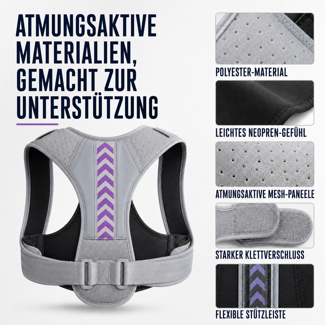 Diskret tragbare Haltungskorrektur für eine aufrechte und verbesserte Haltung den ganzen Tag.