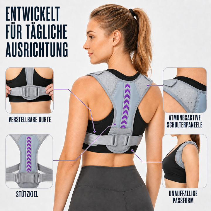 Ergonomische Rücken- & Schulterstütze, unisex, gegen Haltungsschäden und Schmerzen.