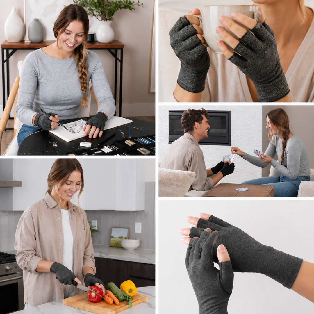 Unisex Halbfinger-Kompressionshandschuh für Alltag & Sport, effektive Schmerzlinderung & Gelenkstütze.