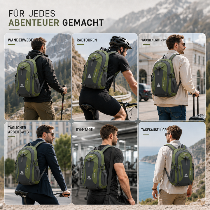 Großer 40L Wanderrucksack aus Oxford-Stoff, mit mehreren Fächern, für Herren & Damen, reisefertig.