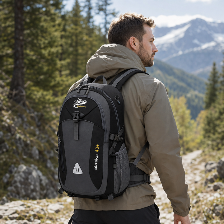 Unisex 40L Rucksack für Wandern, Trekking & Freizeit, mit robustem Oxford-Stoff & vielen Kammern.