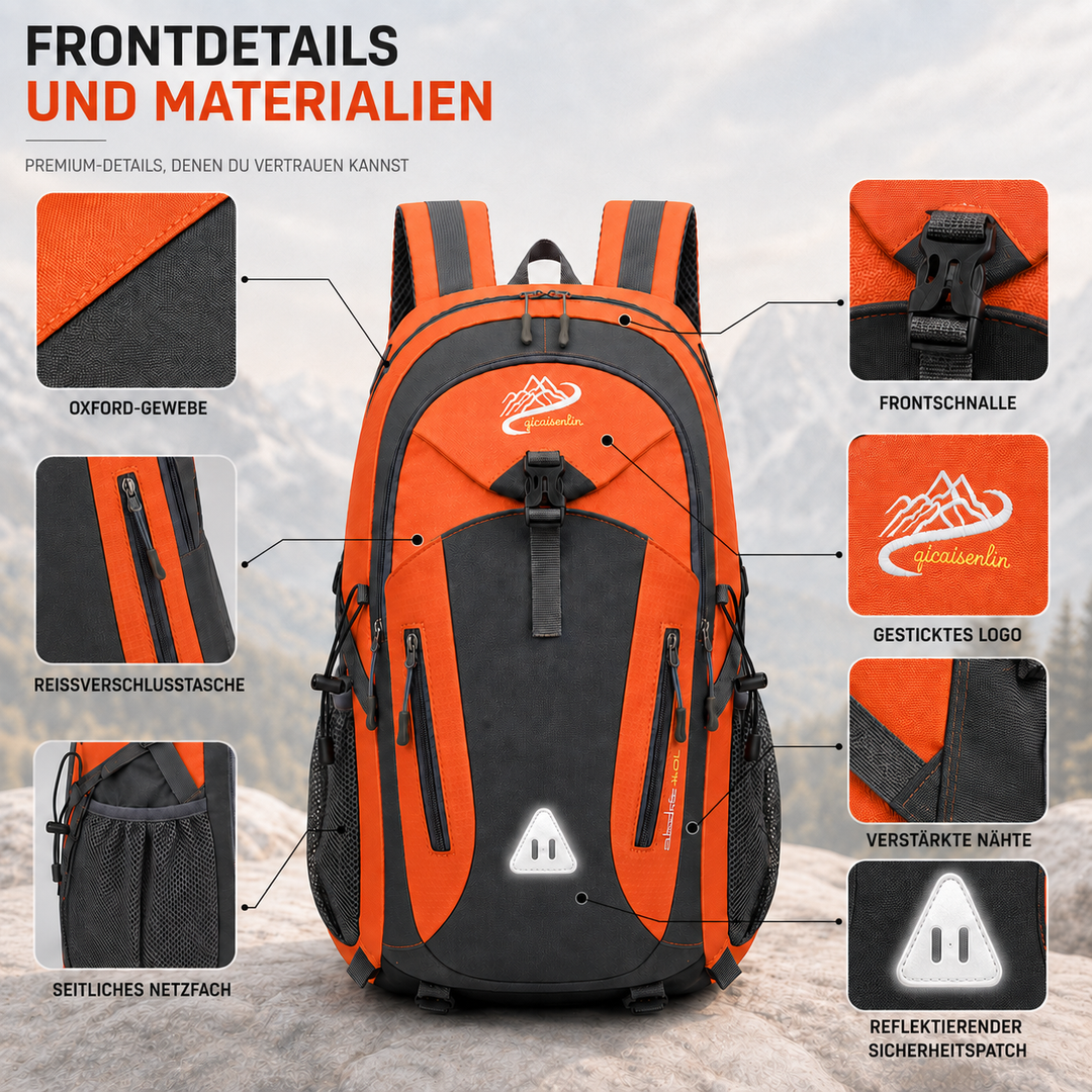 Eleganter unisex 40 Liter Sportrucksack für Outdoor-Abenteuer, aus strapazierfähigem Oxford-Stoff.
