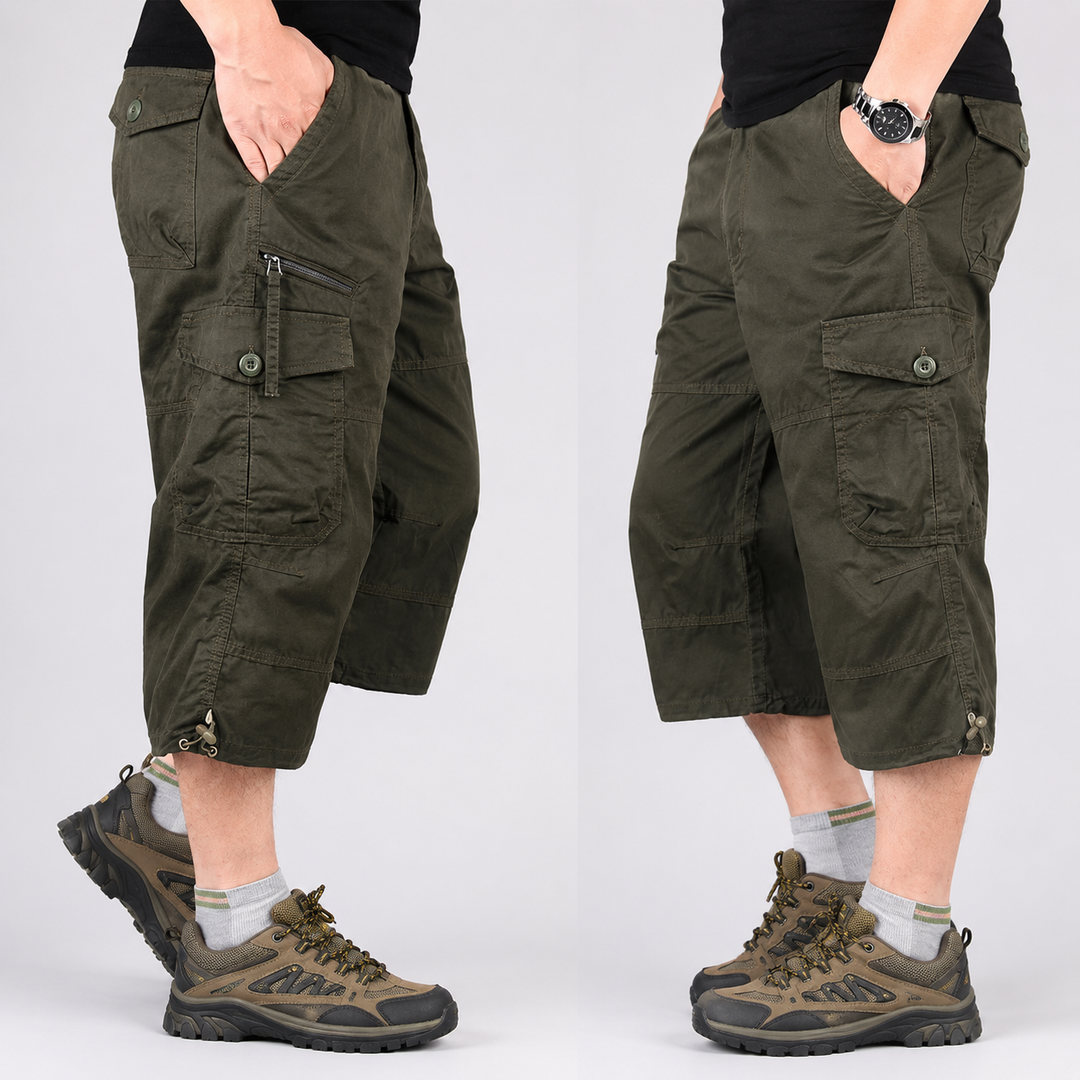 Herren Wander-Capri-Shorts mit mehreren praktischen Cargo-Taschen, für Outdoor-Fans.