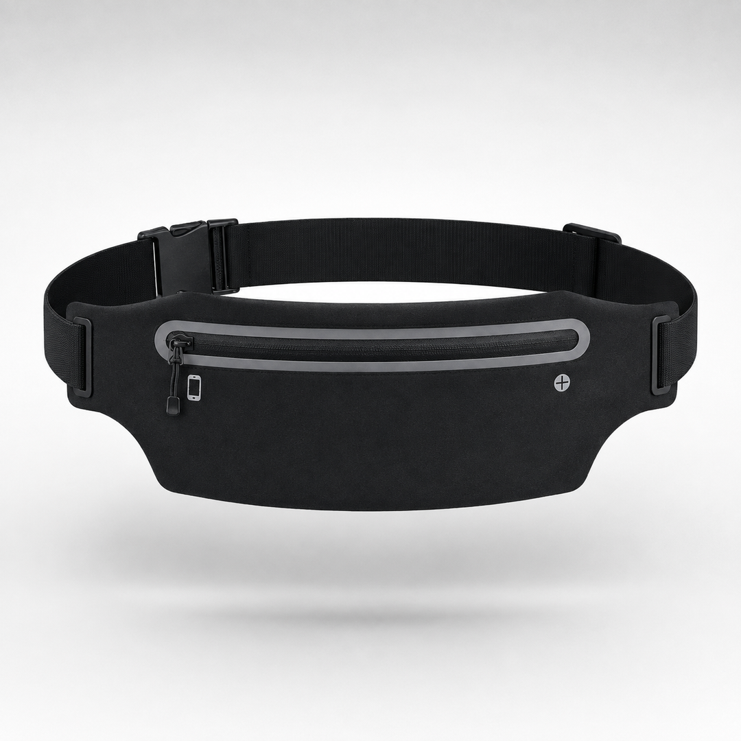 Schwarze, wasserdichte Hüfttasche für Sport & Outdoor; Handyhalterung für Fitness, Jogging.
