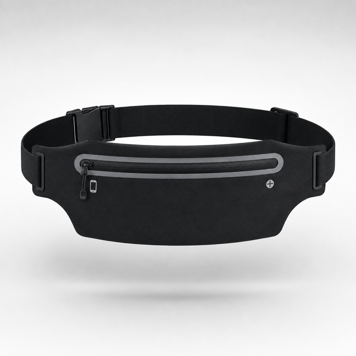 Schwarze, wasserdichte Hüfttasche für Sport & Outdoor; Handyhalterung für Fitness, Jogging.
