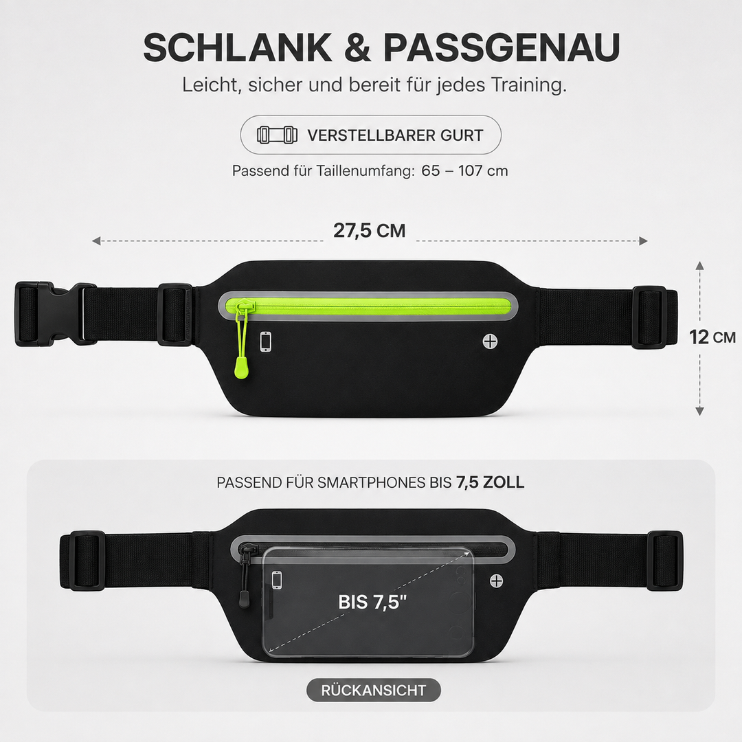 Unisex Jogginggürtel, wasserfest, ideal für Handy, Schlüssel beim Laufen, Radfahren & Sport.