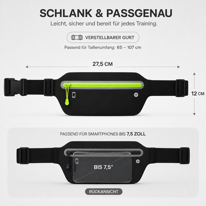 Unisex Jogginggürtel, wasserfest, ideal für Handy, Schlüssel beim Laufen, Radfahren & Sport.