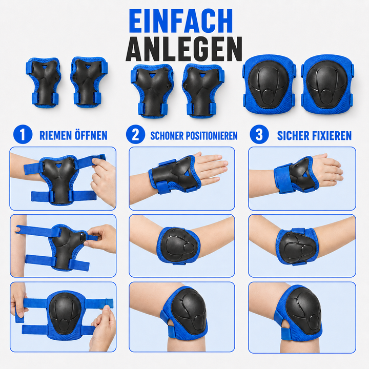 Nahaufnahme Ellbogenschützer für Kinder: Komfortabler Schutz für Outdoor-Abenteuer.