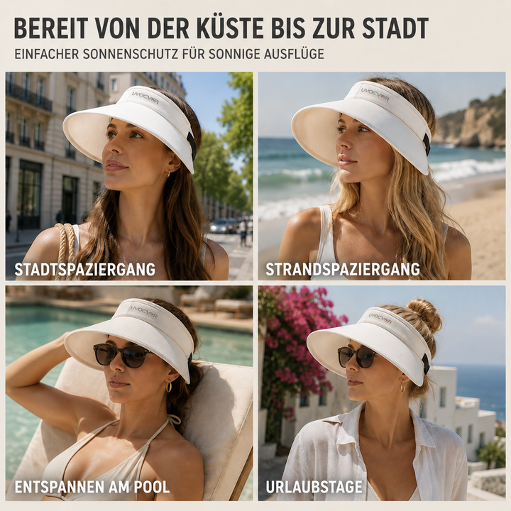 Atmungsaktiver Damenhut mit breiter Krempe aus Eisseide. Effektiver UV-Schutz als stilvoller Sonnenschirm.