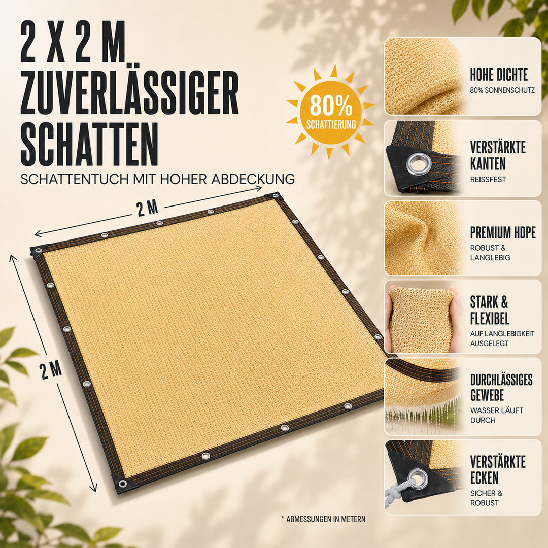 Beiges Mesh-Sonnenschutzgewebe. Effektive Beschattung & UV-Schutz für Outdoor, Garten, Terrasse & Markise.