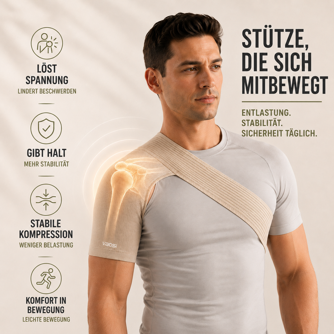 Schultergurt zur Haltungskorrektur, beige, elastisch. Verbessert Körperhaltung diskret im Alltag.