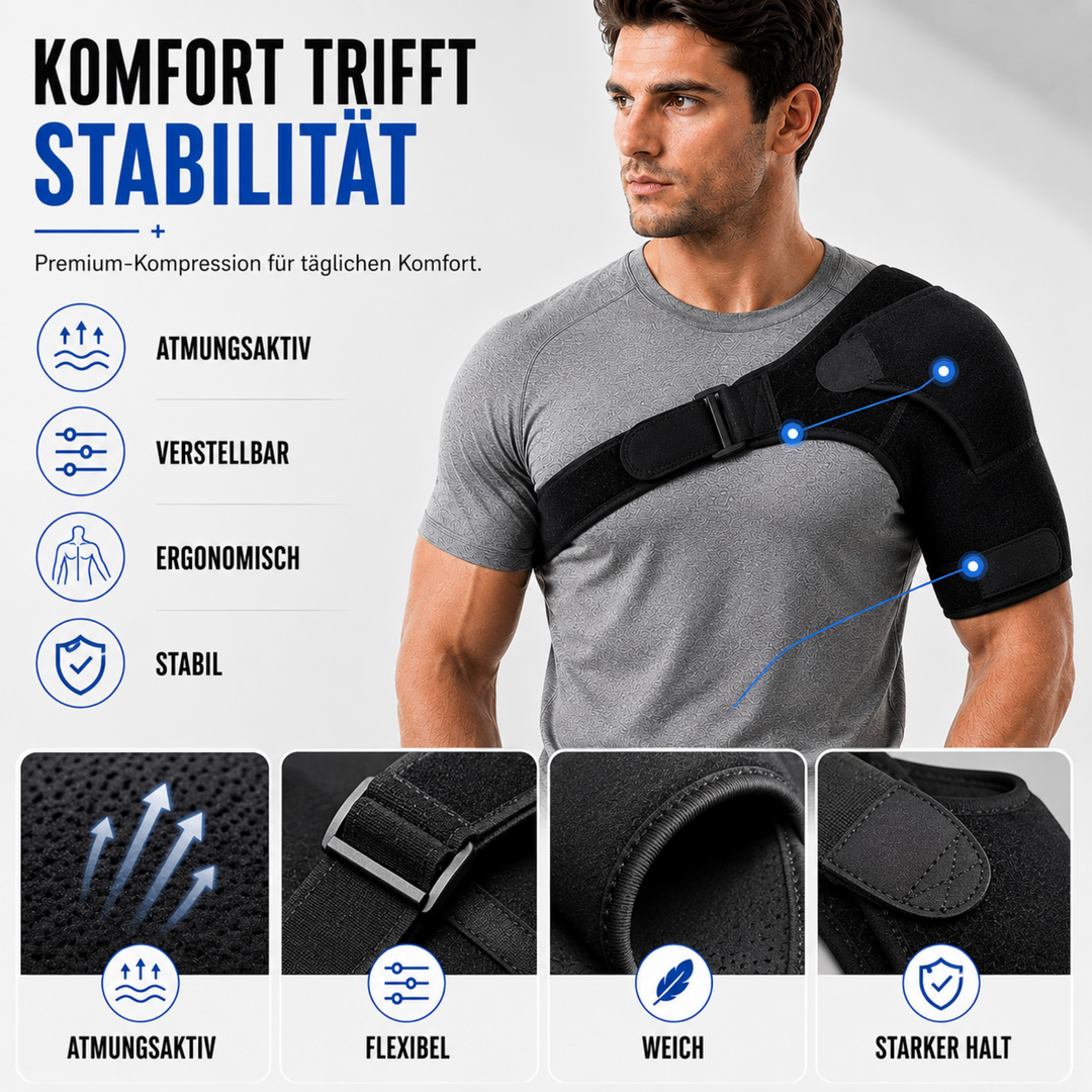 Robuste Neopren Schulterbandage, verstellbar, unisex, zur Unterstützung bei Genesung & Therapie der Schulter.