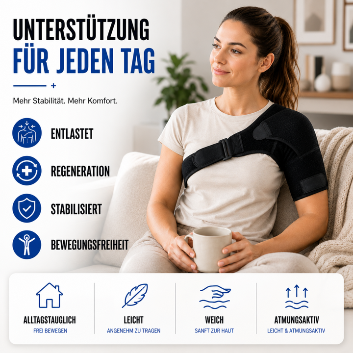 Verstellbare Unisex Schulterstütze für Kompression, Schmerzlinderung & Haltungskorrektur. Ideal für Sport.
