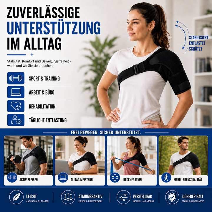 Schulterstabilisator aus Neopren, unisex, verstellbar, für effektive Unterstützung & Schmerzentlastung.