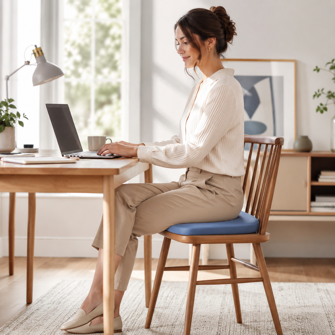 Sitzkissen für maximale Druckentlastung und Komfort. Perfekt für lange Arbeitsstunden am Bürostuhl.