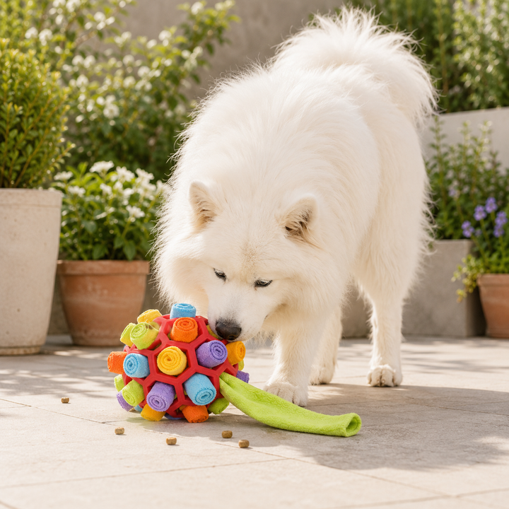 Waschbarer Schnüffelball mit Riemen, langlebiges Hundespielzeug für langanhaltenden Spaß.