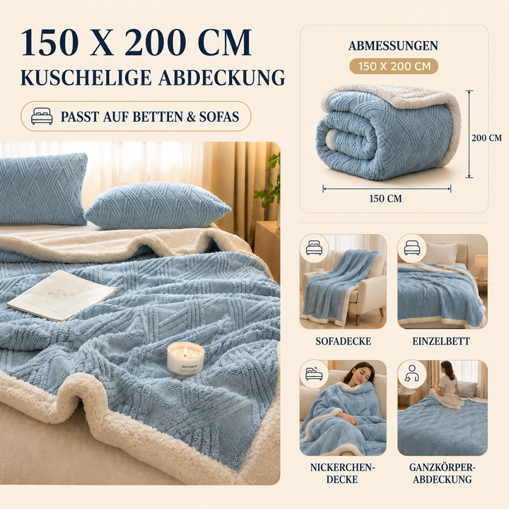 Warme, pillingfreie Wurfdecke für maximalen Komfort im Wohnzimmer.