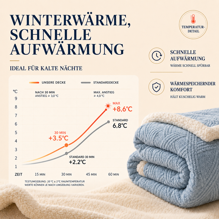Detailansicht: Weiche Strickstruktur der maschinenwaschbaren Kuscheldecke.