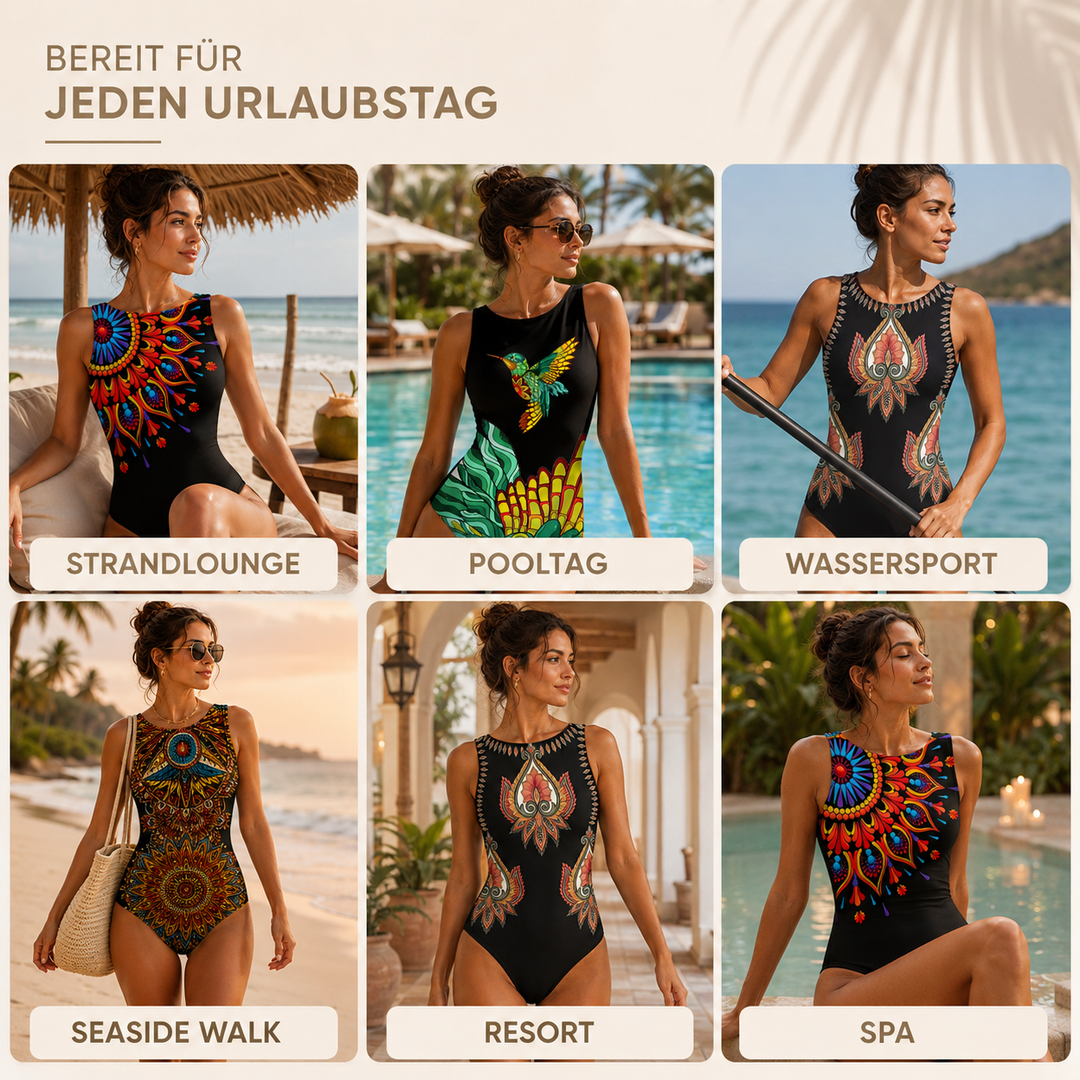 Stilvoller Herren Einteiler Badeanzug, gemustert, atmungsaktiv, für sonnige Strandtage.