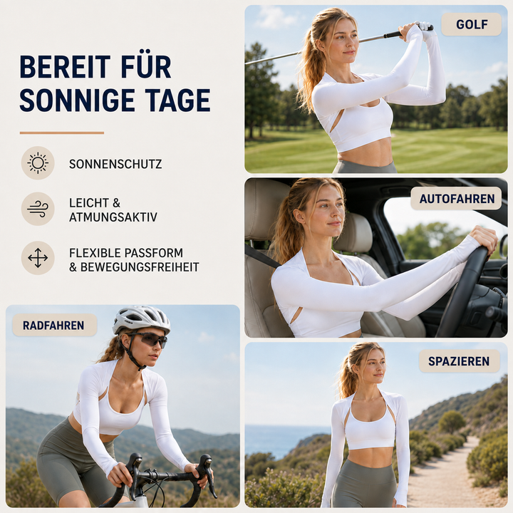 Atmungsaktive Armstulpen in Schwarz. Kühlende Kompression für Radfahrer & Läufer.