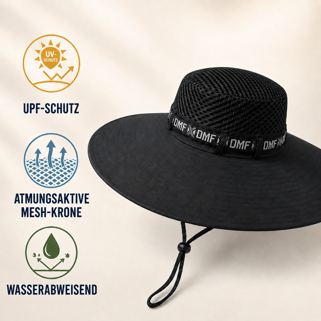 Breitkrempiger Wanderhut, unisex, mit UV-Schutz für Trekking & Naturerlebnisse.
