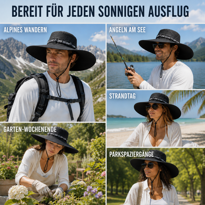 Stilvoller Fischerhut, unisex, breitkrempig & mit UV-Schutz für Angeln & Freizeit.