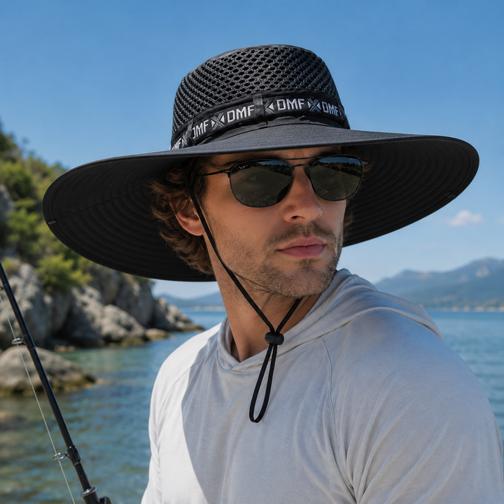 Eleganter Breitkrempen-Sonnenhut, unisex, mit UV-Schutz für stilvollen Outdoor-Look.