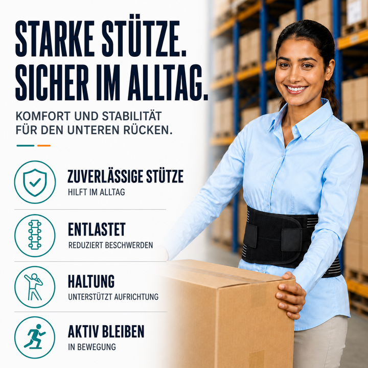Multifunktionaler Rückenstützgurt für Sport, Alltag & Haltungskorrektur; verstellbar & atmungsaktiv.