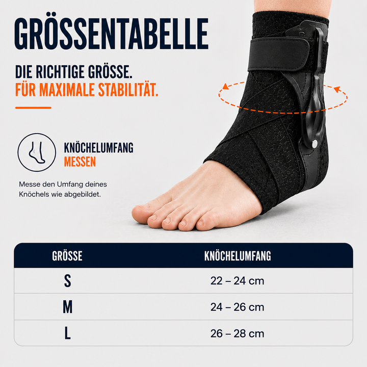 Vielseitige schwarze Knöchelbandage, Sprunggelenkstütze für Sport, Alltag & Prävention.