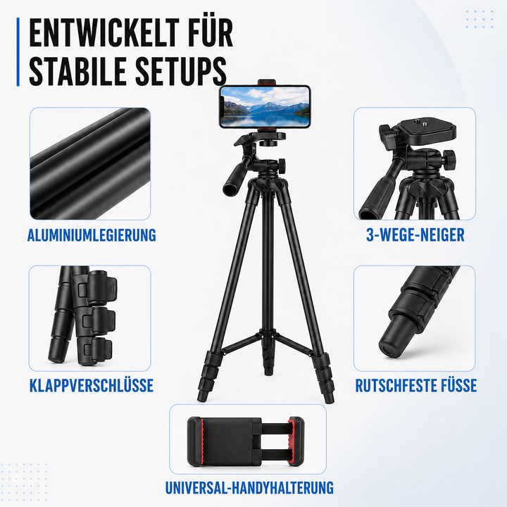 Handy-Stativ für scharfe Smartphone-Fotos und stabile Videoaufnahmen unterwegs.
