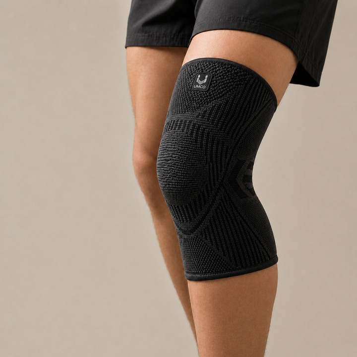 Präventive Kompressions-Kniebandage für Sportler, schützt vor Überlastung & Verletzungen.