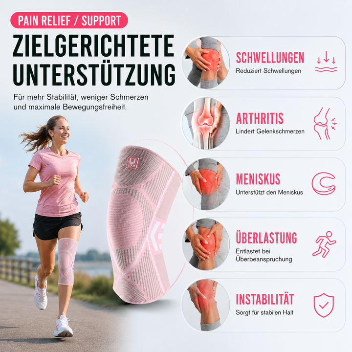Kniebandage zur Schmerzlinderung & Gelenkstütze, Kompression bei Arthrose & Beschwerden.