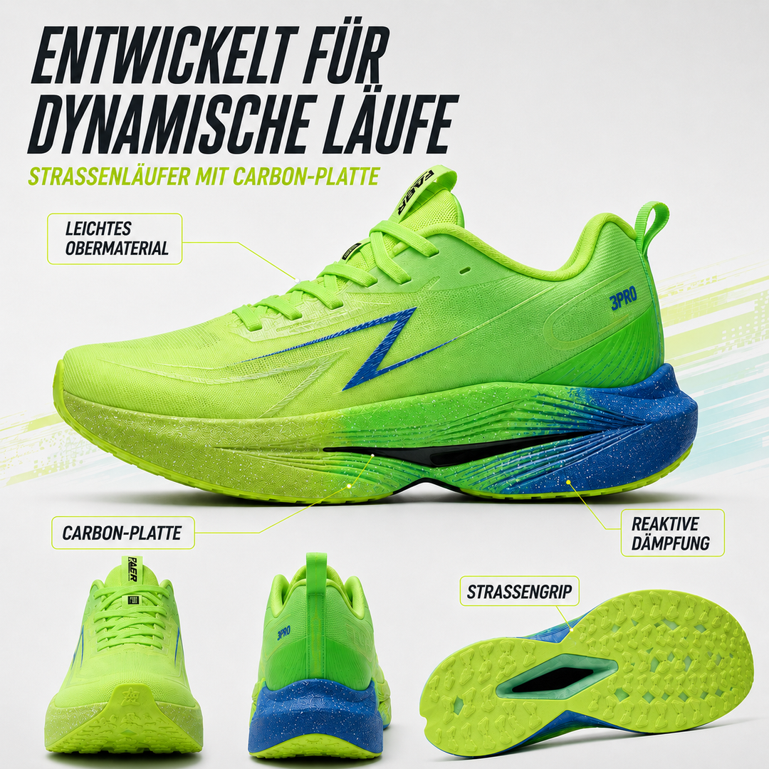 Performance-Laufschuh unisex, optimiert für Marathon-Distanzen und intensive Athletik.
