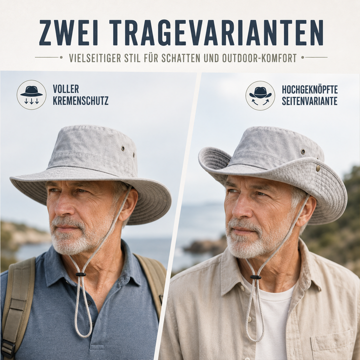 Trendiger Fischerhut, ein Must-have Accessoire für Reisen und Outdoor-Aktivitäten.